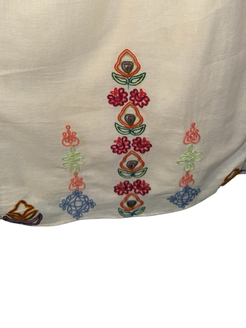 Anthropologie Khavita Bhartia Cream Midi Dress with Multicolor Floral Embroidery - Picture 7 of 13